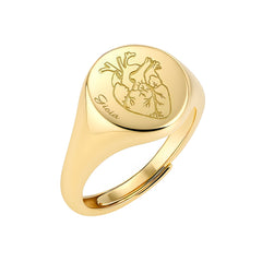 Anatomical Heart Chevalier Ring with Personalization