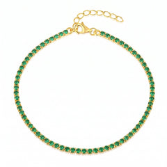 Green Tennis Ankle Bracelet 2 mm