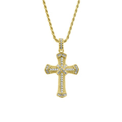Gothic Cross Braided Necklace Plated in 18kt Gold with Slim Rope Cord 1.5 mm