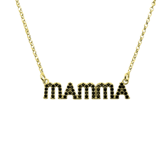 Mom Necklace Black Zirconia
