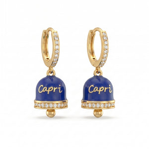 Créoles serties de zircons avec pendentif « Capri » bleu