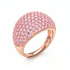 Domed Pavé Ring with Pink Zircons