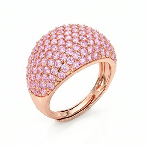 Anello Bombato Pavé con Zirconi Rosa - My Mo Gioielli