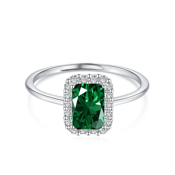 Anello Con Pietra Rettangolare Verde e Zirconi - My Mo Gioielli