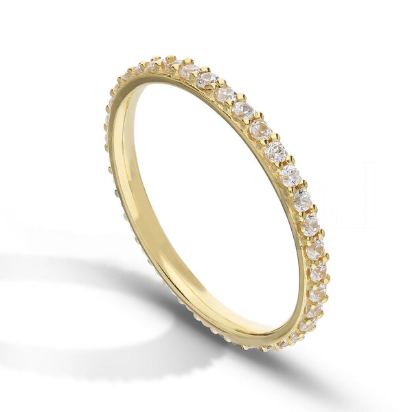 Anello Eternity Veretta con Zirconi Bianchi 1,5mm in Oro 18kt - My Mo Gioielli