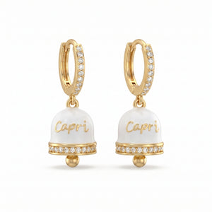 Créoles serties de zircons avec pendentif « Capri » blanc