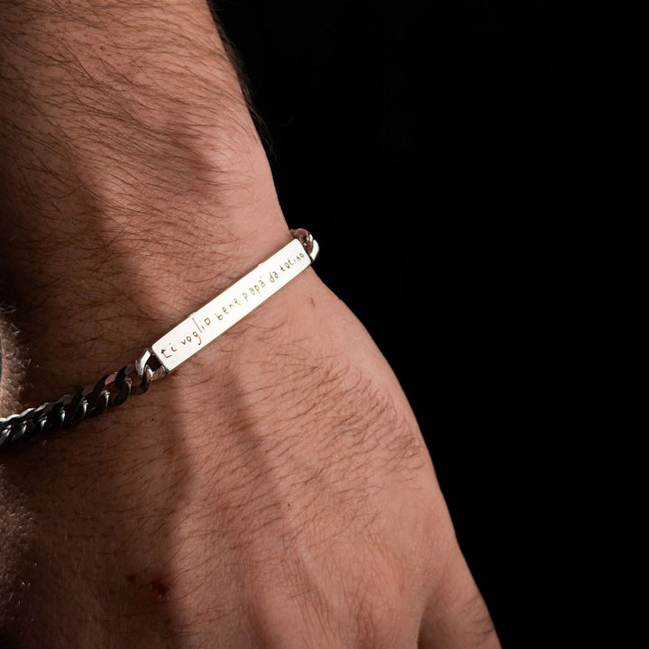 Bracciale Groumette con scrittura a mano reale incisa 7 mm - My Mo Gioielli