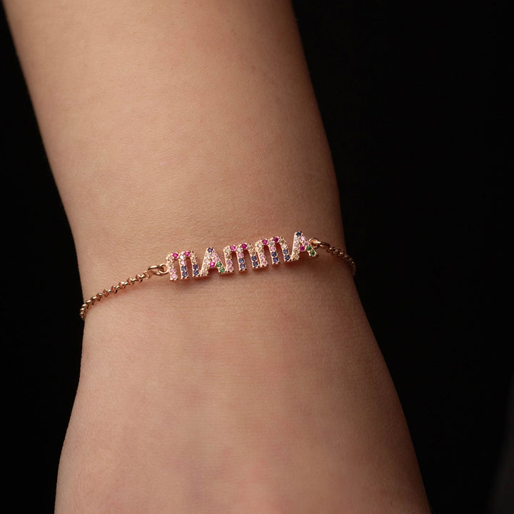 Bracciale Mamma Zirconi Rainbow Oro Rosa - My Mo Gioielli