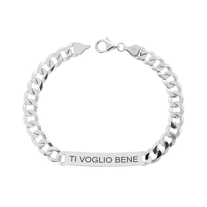 Bracciale Nome Groumette con Targa Personalizzata 7 mm - My Mo Gioielli