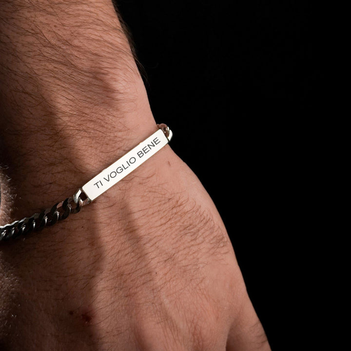 Bracciale Nome Groumette con Targa Personalizzata 7 mm - My Mo Gioielli