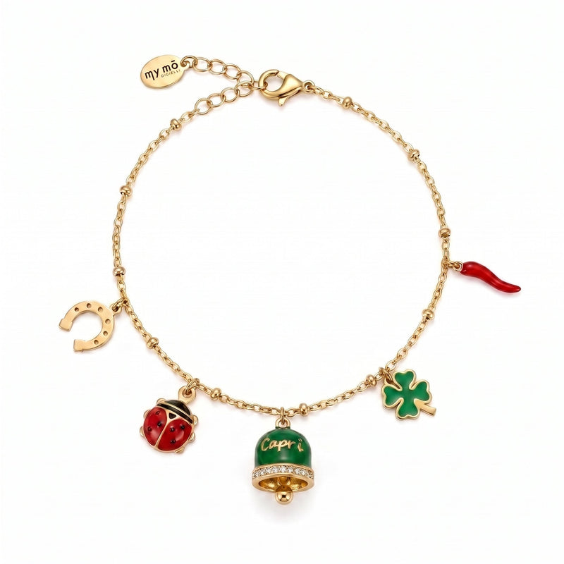 Bracciale Portafortuna con Campanella "Capri" Verde - My Mo Gioielli