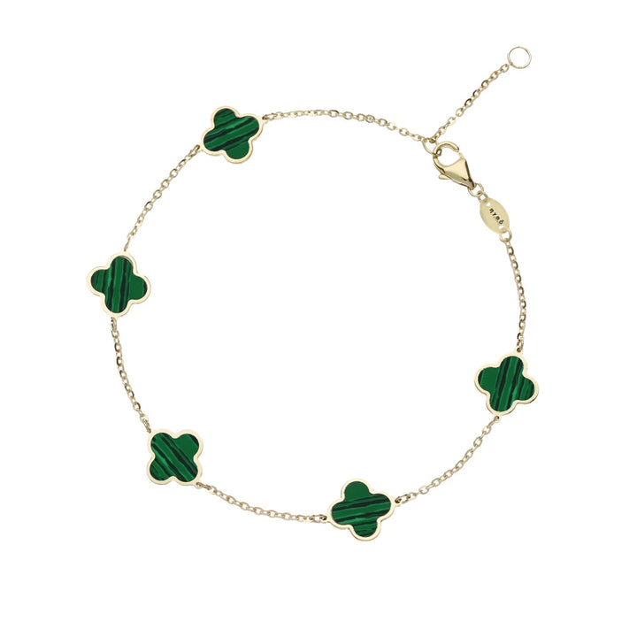 Bracciale quadrifogli Malachite in Oro 18kt - My Mo Gioielli