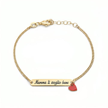 Bracciale Targhetta Mamma T.V.B con Cuore - My Mo Gioielli