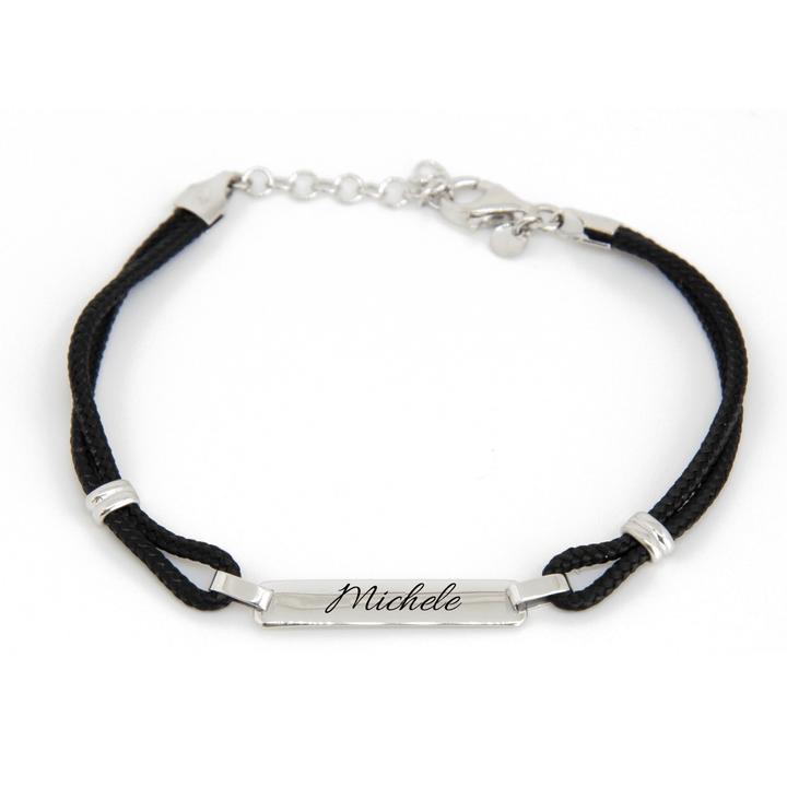 Bracciale Targhetta Nome Stoffa Nero - My Mo Gioielli