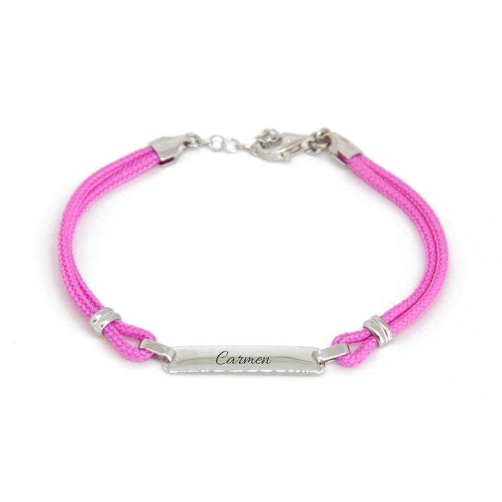 Bracciale Targhetta Nome Stoffa Rosa - My Mo Gioielli