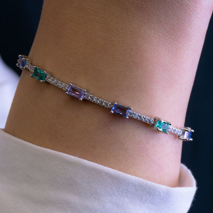 Bracciale Tennis con Baguette Aurora Boreale - My Mo Gioielli