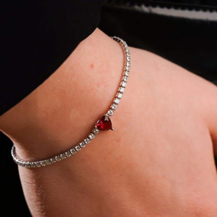 Bracciale Tennis con Cuore Rosso - My Mo Gioielli