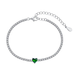 Tennis Bracelet with Green Heart
