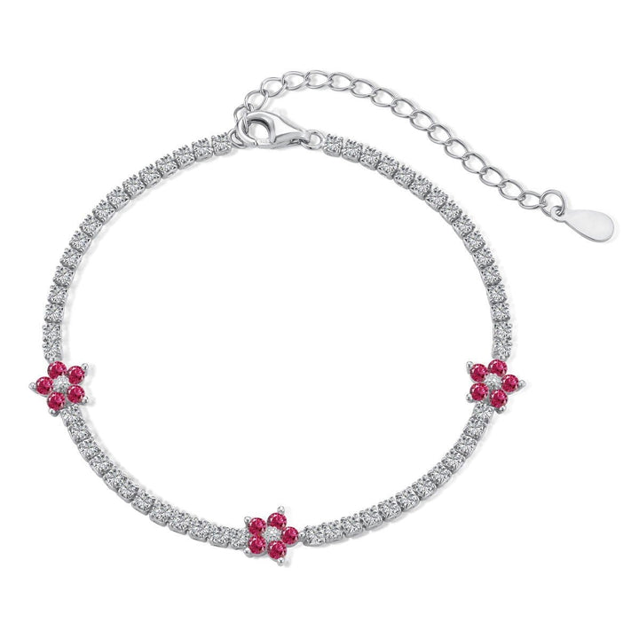 Bracciale Tennis con Fiori Fucsia 2 mm - My Mo Gioielli