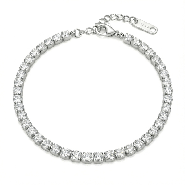 Bracciale Tennis con Zirconi Bianchi 3 mm in Acciaio Inossidabile - My Mo Gioielli