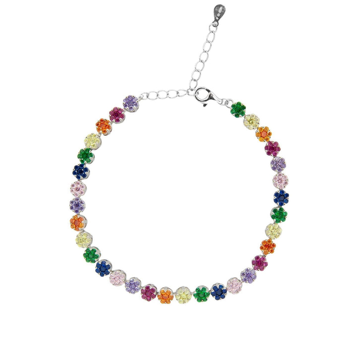 Bracciale Tennis Fiore Rainbow Argento - My Mo Gioielli