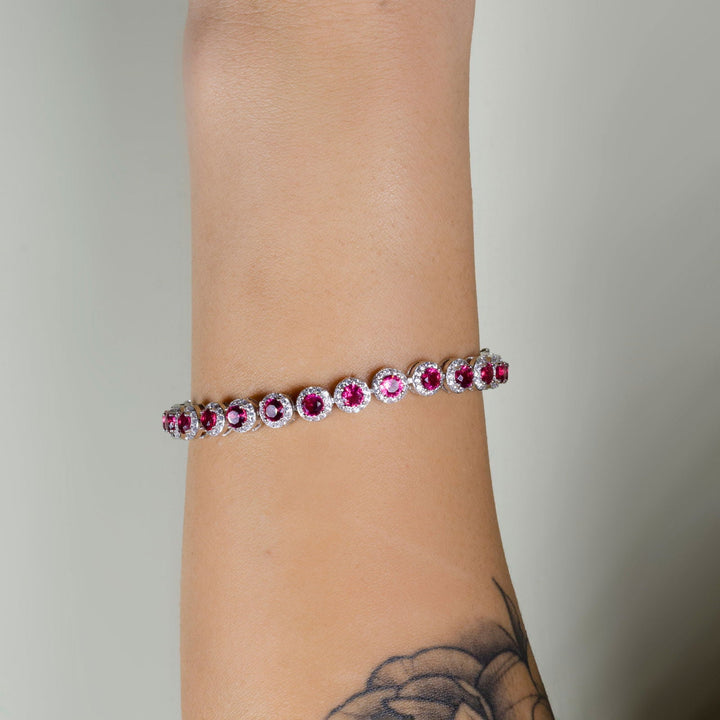 Bracciale Tennis Fiore Rosso Magenta - My Mo Gioielli