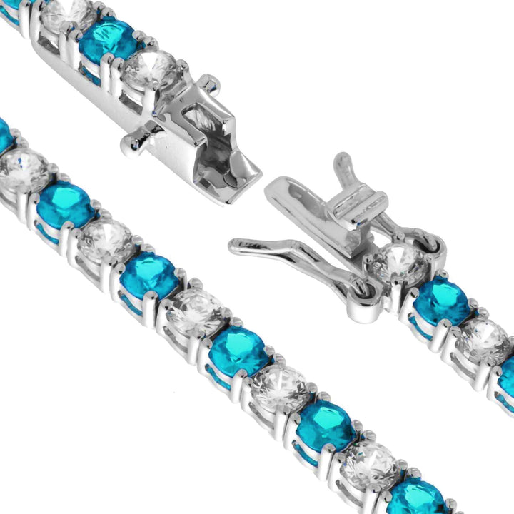 Bracciale Tennis zirconi alternati azzurro e bianco 3mm - My Mo Gioielli