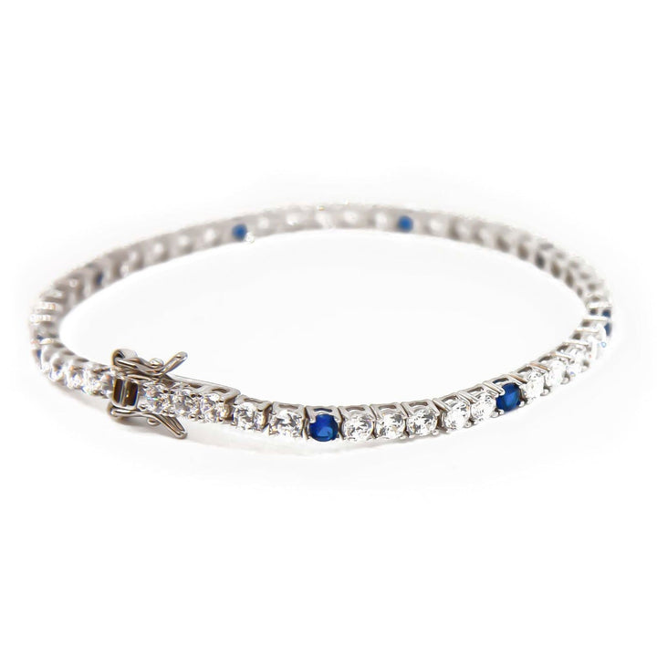 Bracciale Tennis zirconi Bianchi ed un Blu 3mm - My Mo Gioielli