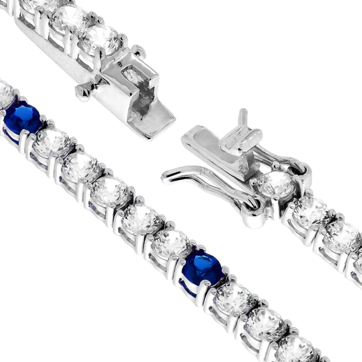 Bracciale Tennis zirconi Bianchi ed un Blu 3mm - My Mo Gioielli