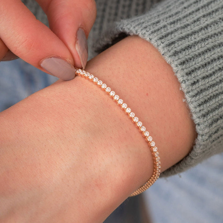 Bracciale Tennis Zirconi Bianchi in Oro Rosa 18kt 1,5 mm - My Mo Gioielli