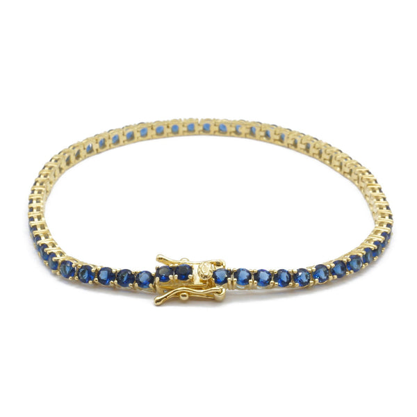 Bracciale Tennis zirconi Blu 3mm Placcato Oro 18kt - My Mo Gioielli