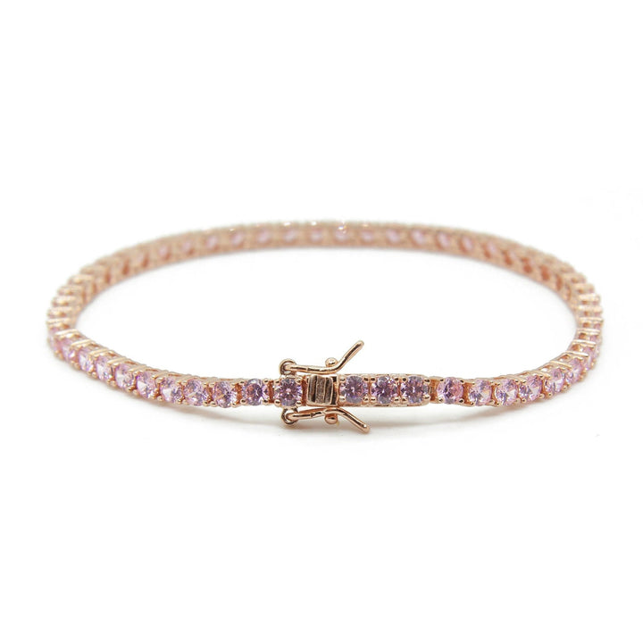 Bracciale Tennis Zirconi Rosa 3mm Placcato in Oro Rosa - My Mo Gioielli