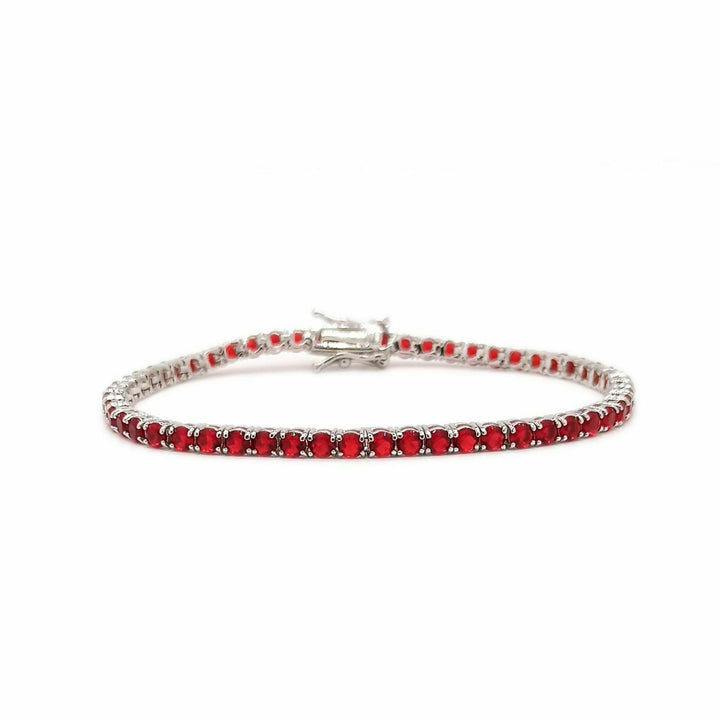 Bracciale Tennis zirconi Rossi 3mm Argento - My Mo Gioielli