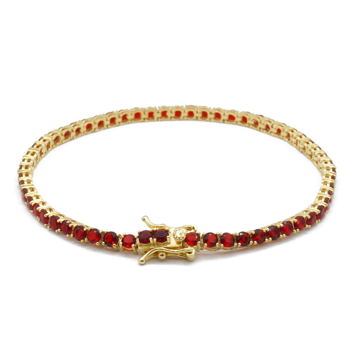 Bracciale Tennis zirconi Rossi 3mm Placcato Oro 18kt - My Mo Gioielli