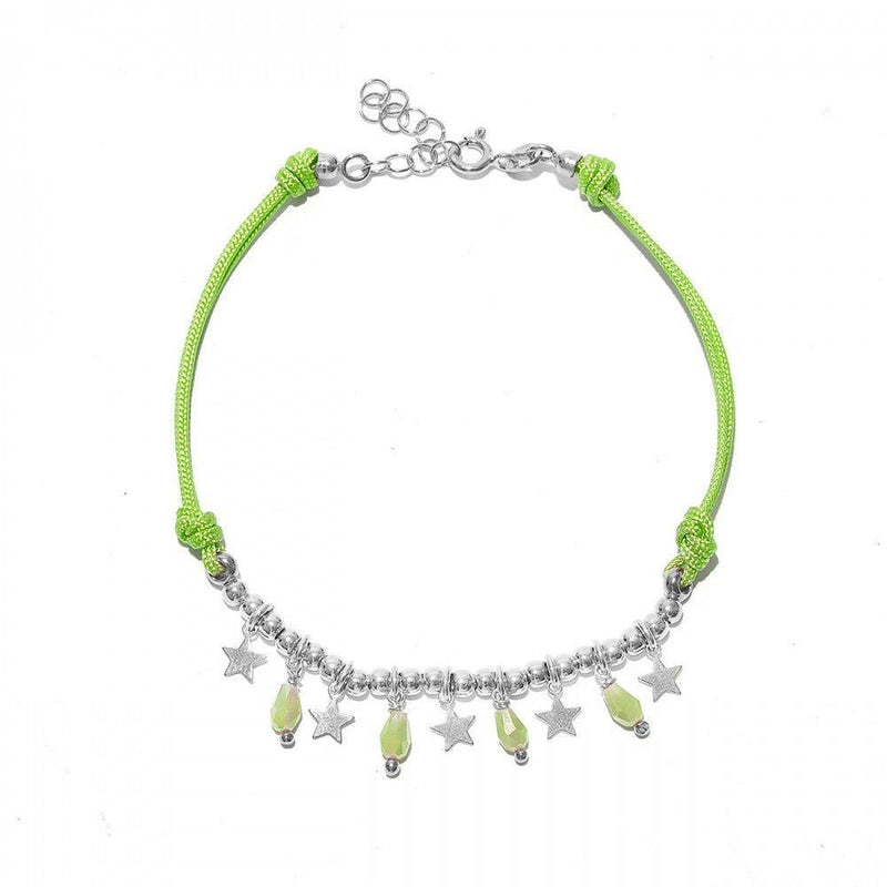 Cavigliera Cordino Verde con Pendenti Cristalli e Stelle - My Mo Gioielli