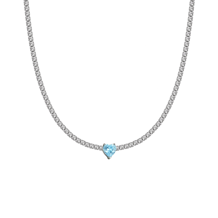 Collana Choker Tennis Cuore Azzurro - My Mo Gioielli