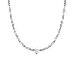White Heart Tennis Choker Necklace