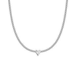 Collana Choker Tennis Cuore Bianco - My Mo Gioielli