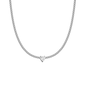 Collana Choker Tennis Cuore Bianco - My Mo Gioielli