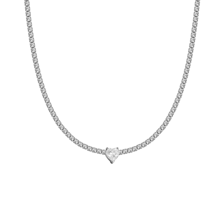 Collana Choker Tennis Cuore Bianco - My Mo Gioielli