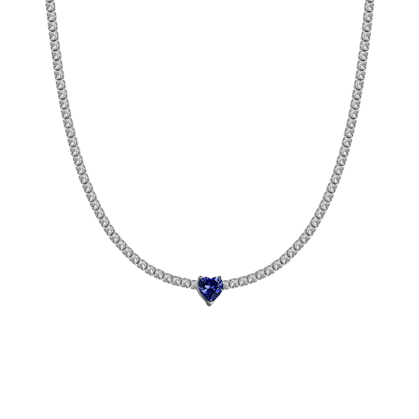 Collana Choker Tennis Cuore Blu - My Mo Gioielli