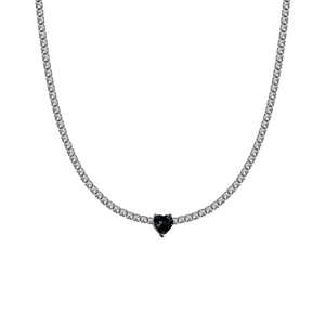 Collana Choker Tennis Cuore Nero - My Mo Gioielli