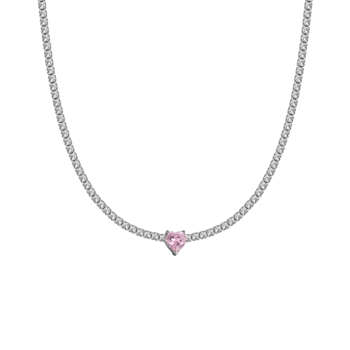 Collana Choker Tennis Cuore Rosa - My Mo Gioielli