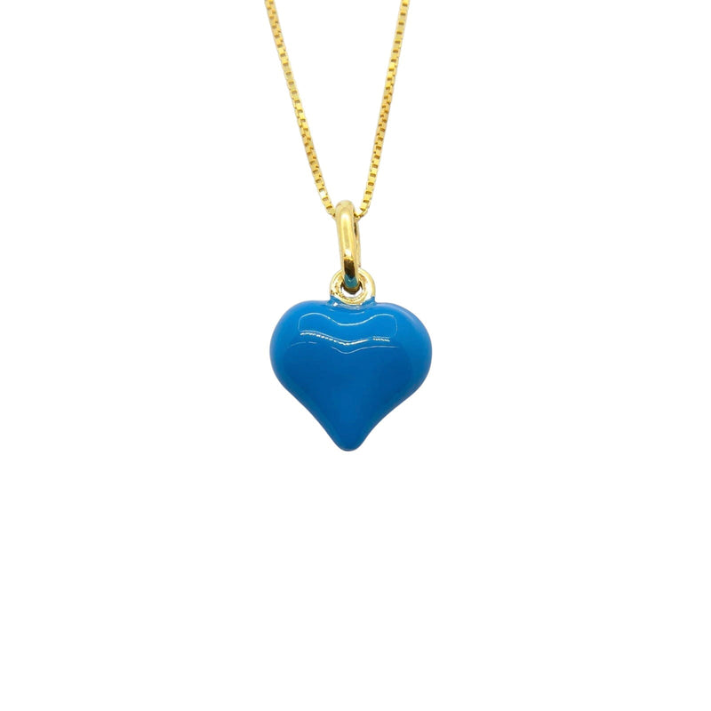 Collana Cuore Bombato Smaltato Azzurro - My Mo Gioielli
