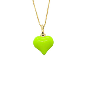 Collana Cuore Bombato Smaltato Giallo Fluo - My Mo Gioielli