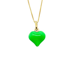 Fluorescent Green Enamelled Heart Shaped Necklace