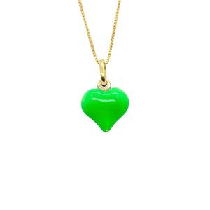 Collana Cuore Bombato Smaltato Verde Fluo - My Mo Gioielli