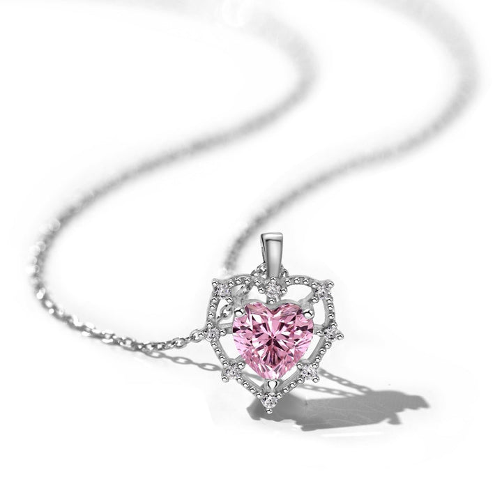 Collana Cuore Rosa con Contorno Brillante - My Mo Gioielli