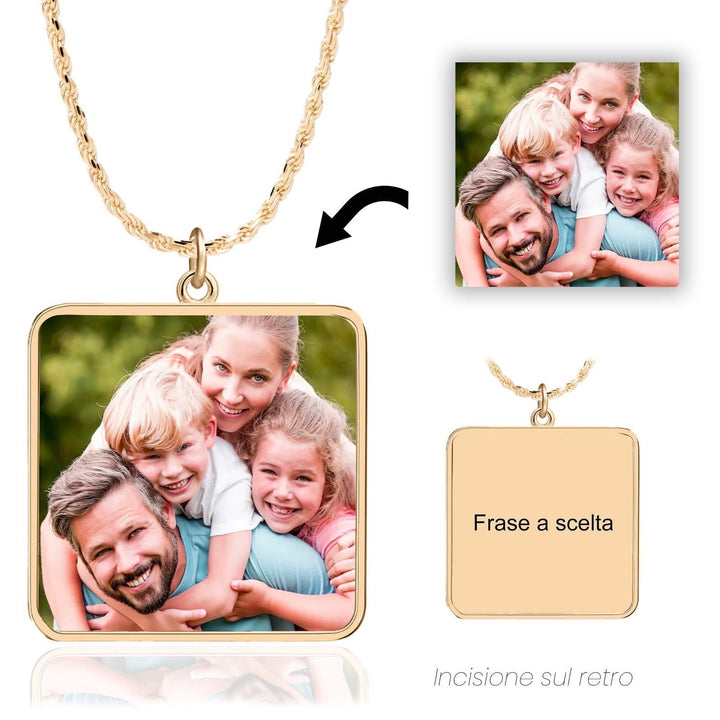 Collana Foto Personalizzata Quadrata Maglia Corda - My Mo Gioielli