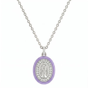 Collana Madonnina Smaltata Lilla e Zirconi - My Mo Gioielli